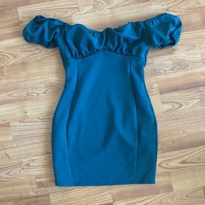 ASOS Teal Off the Shoulder Dress
